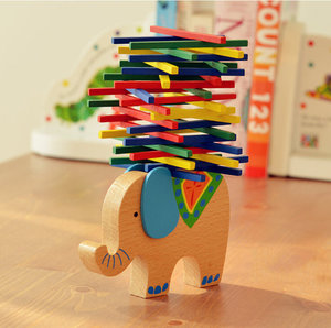 外贸木质彩棒游戏 大象骆驼平衡木棒 亲子游戏儿童益智木制玩具