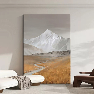 客厅手绘油画现代简约沙发背景墙落地画高级感竖幅走廊抽象风景画