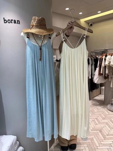 Boran 初夏5月新品 气质甜美 日系海滩风 夏日风情清爽串珠吊带裙