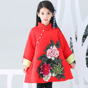 女童拜年服冬装19年新款童装中国风儿童唐装汉服旗袍裙婴儿拜年服