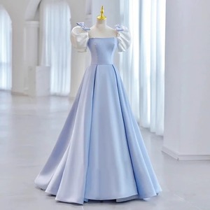 淡蓝色晚礼服女高级感成人礼法式在逃公主裙高定轻奢声乐艺考长款