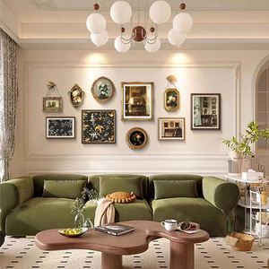法式中古客厅沙发组合装饰画花鸟美式复古餐厅玄关柜挂画小众壁画