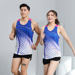 新款田径服套装体考透气背心男女健身马拉松运动跑步速干上衣队服