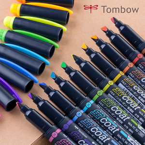 日本TOMBOW蜻蜓WA-TC粗细双头涂鸦手账笔彩色多功能荧光笔标记水彩笔勾线笔水笔 多色可选