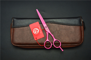5.5寸紫龙粉色烤漆美发剪刀单尾平牙理发剪儿童成人发廊修发打薄