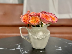 法式玫瑰方形陶瓷花瓶仿真花器奶油色花壶客厅居家装饰品摆件餐桌