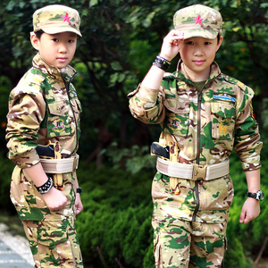 2021春季新款儿童迷彩服套装男童军装中大童休闲长袖运动装军训服