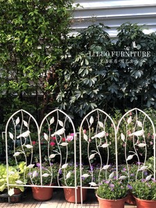 铁艺小篱笆 复古做旧枝叶小鸟花插珊栏爬藤架随意组花园装饰围栏