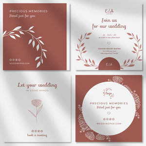 616莫兰迪森系植物婚礼邀请卡生日卡片邀请函设计psd平面设计素材