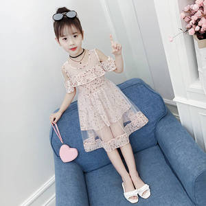 女童连衣裙夏装2024新款韩版洋气儿童蕾丝裙子雪纺女孩网纱公主裙