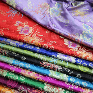 中国风旗袍棉袄汉服童装娃衣纺丝绸缎装饰手工提花织锦寿菊面料