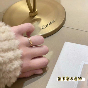 Cartier卡地亚LOVE系列18k玫瑰金无钻宽窄版戒指情侣对戒婚戒指环