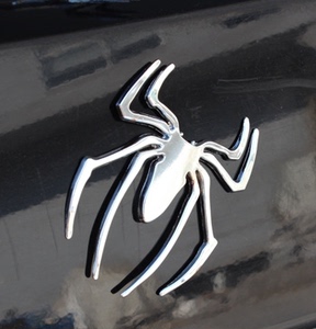 车载纯金属蜘蛛车贴3D立体个性贴标汽车改装饰品划痕贴纸用品超市