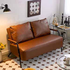 沙发小户型出租房屋公寓简约网红服装店卡座客厅双三人铁艺皮沙发