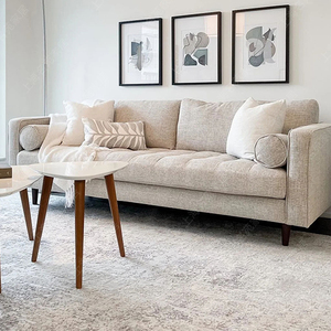 法式实木轻奢布艺三人沙发现代时尚简约棉麻小型户客厅整装可定制