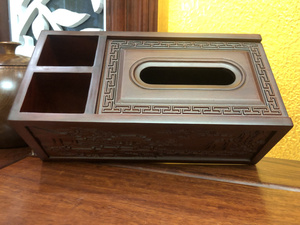 中式纸巾盒胡桃木色长方形木制多功能遥控器收纳盒茶几实木抽纸盒