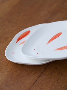 曼叙 | 小兔儿 | 恬白釉陶艺手绘兔兔盘创意果盘可爱糕点早餐盘子