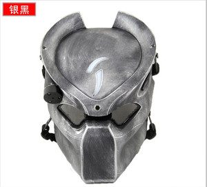异形大战cos铁血战士面具带灯 隐者CS防护面罩 户外独狼游戏头盔