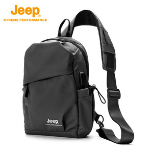 Jeep斜挎包男式大容量工装机能单肩包运动骑行多功能防水胸包潮