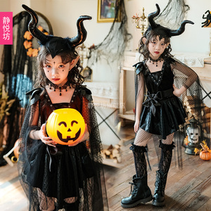 六一节儿童cosplay服女巫舞台表演女童走秀吸血鬼暗夜精灵连衣裙