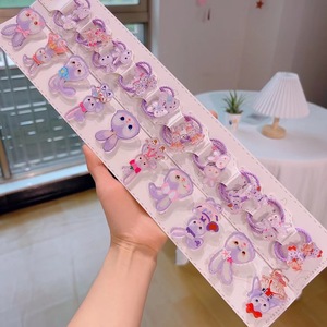 韩版卡通儿童饰品星黛露发夹皮筋女童边夹紫色兔子小发圈刘海夹子