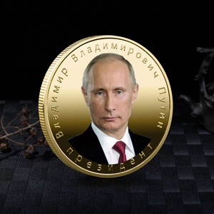 俄罗斯普京纪念章Putin总统双面彩印金属纪念章硬币收藏工艺品