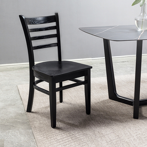 纯实木餐椅现代简约家用黑色中式小户型餐厅全实木靠背椅餐桌椅子