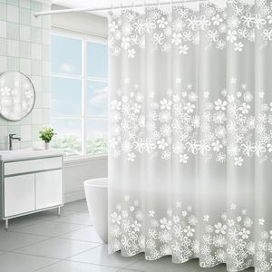 卫生间PEVA浴帘白色花蔓防水布隔断帘子挡水淋浴房洗澡浴室门加厚