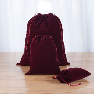 可定制印刷logo酒红色绒布束口袋衣物整理袋抽绳布袋内衣收纳袋