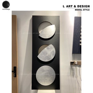 L ART 现代立体黑色中古手工肌理抽象客厅玄关挂画样板房装饰画