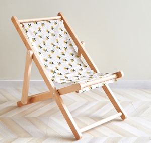 北欧INS实木儿童折叠椅休闲椅家用午睡椅宝宝布艺躺椅户外沙滩椅