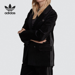 Adidas/阿迪达斯正品三叶草女子宽松灯芯绒休闲西装外套 GU3000