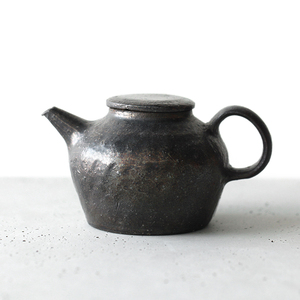 村上跃作品黑釉茶壶陶壶长盘日本陶