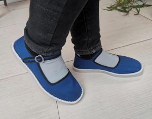 春秋女式手工布鞋一带方口蓝色单鞋塑料底浅口平跟休闲妈妈鞋包邮