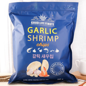 韩国进口garlic趣莱福蒜味虾片240g大抱抱袋巨型膨化薯片网红零食