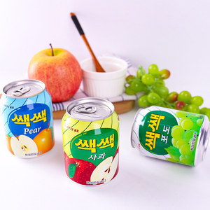 韩国进口乐天果汁饮料LOTTE葡萄苹果肉香梨芒果粒水果味饮品罐装