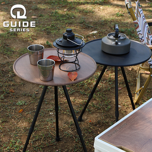 步林山野GuideSeries 户外折叠小圆桌腿部可升降高低露营简易茶台