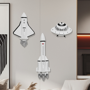 太空主题墙面装饰品男孩房间宇航员墙壁挂件火箭飞船航天飞机挂饰