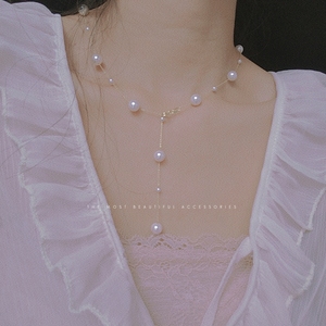 韩版超仙温柔淑女气质满天星珍珠串珠项链锁骨链小众设计感颈链