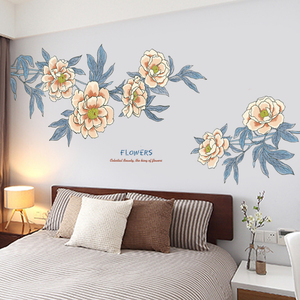 温馨客厅卧室床头复古装饰品贴花墙贴纸大型沙发背景自粘花卉贴画