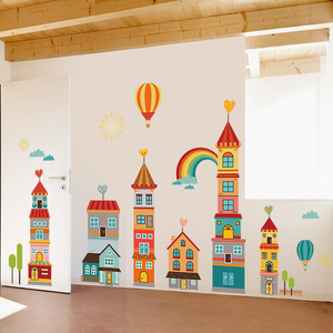 儿童房装饰墙面贴纸幼儿园壁纸自粘墙纸背景墙文化墙贴画卡通城堡