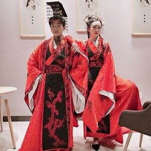 新款古装中式汉式婚礼服红色新娘新郎结婚服喜服汉男女情侣装 阿里巴巴找货神器