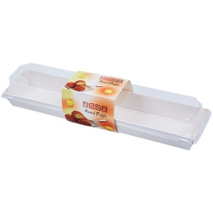 法式泡芙包装盒长条酥皮肉松小贝食品级塑料透明盒子100套配卡套