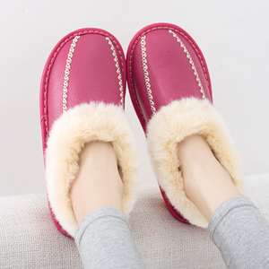 男女包跟真皮棉拖鞋冬季情侣防滑居家室内地板保暖家居家用毛棉鞋