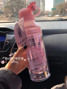 星巴克杯子韩国樱花2018粉色LED发光双层奶瓶随行杯户外日常送礼