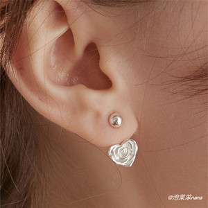 直邮TATIANA韩国代购正品设计师品牌小众耳环925银玫瑰爱心耳钉