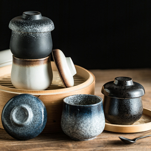 日式小号蛋盅餐厅陶瓷蒸蛋碗带盖蛋盅汤盅 专用小炖盅炖汤小碗盅