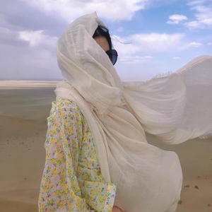 西藏拉萨青海湖茶卡盐湖旅游拍照新疆穿搭女服装沙滩度假披肩纱巾