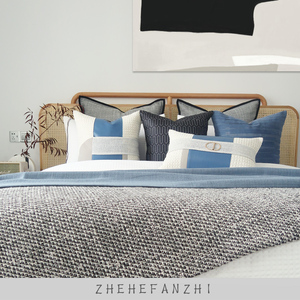 哲禾凡之现代样板间床品蓝色轻奢多件套意式别墅样板房床上用品