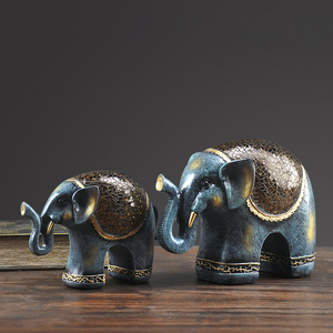 美式复古招财大象摆件一对 创意家居桌面装饰品摆设 店铺开业礼品